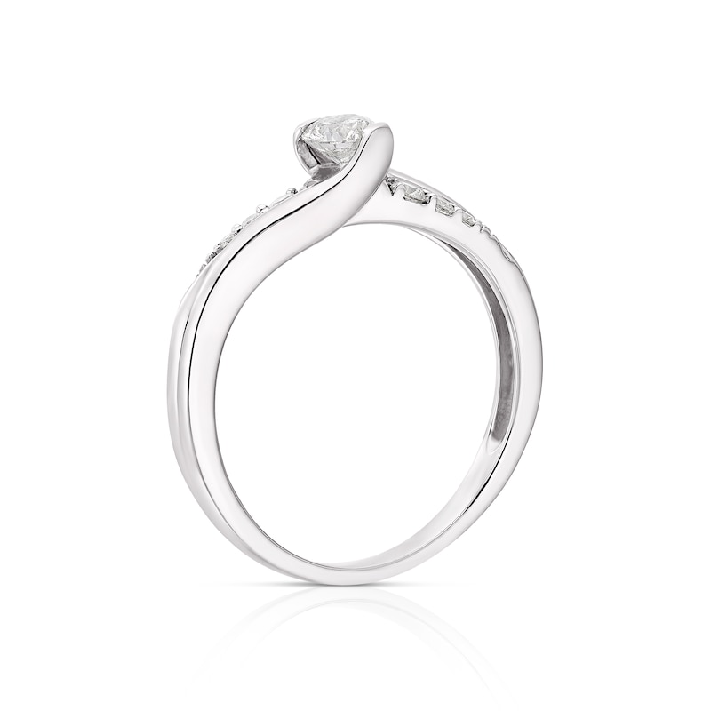 Main Image 2 of 9ct White Gold 0.33ct  Diamond Twist Ring