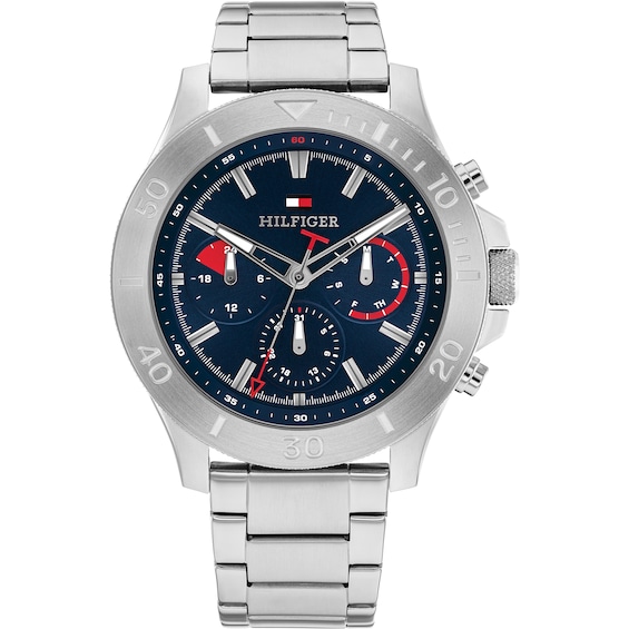 Tommy Hilfiger Mens Blue Chronograph Dial Stainless Steel Br