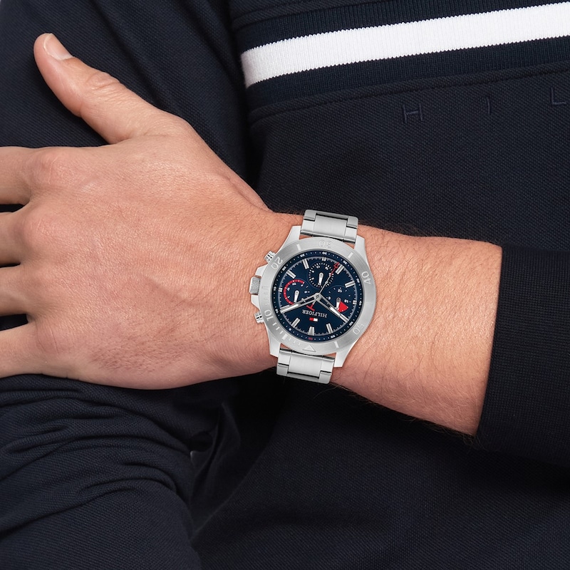 Main Image 4 of Tommy Hilfiger Men's Blue Chronograph Dial Stainless Steel Bracelet Watch