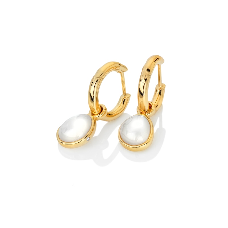 Main Image 2 of Hot Diamonds X Jac Jossa 18ct Gold Plated MOP Huggie Earrings