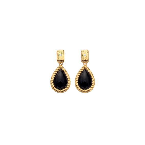 Hot Diamonds X Jac Jossa 18ct Gold Plated Black Onyx Stud Ea