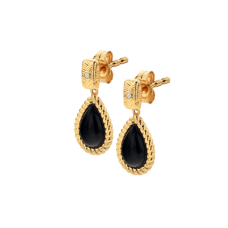 Hot Diamonds X Jac Jossa 18ct Gold Plated Black Onyx Stud Earrings