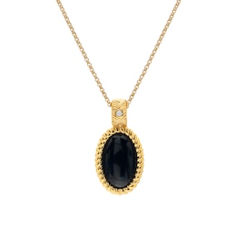 Hot Diamonds X Jac Jossa 18ct Gold Plated Oval Black Onyx Pendant Necklace