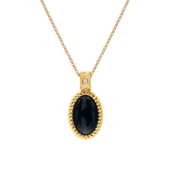 Hot Diamonds X Jac Jossa 18ct Gold Plated Oval Black Onyx Pe