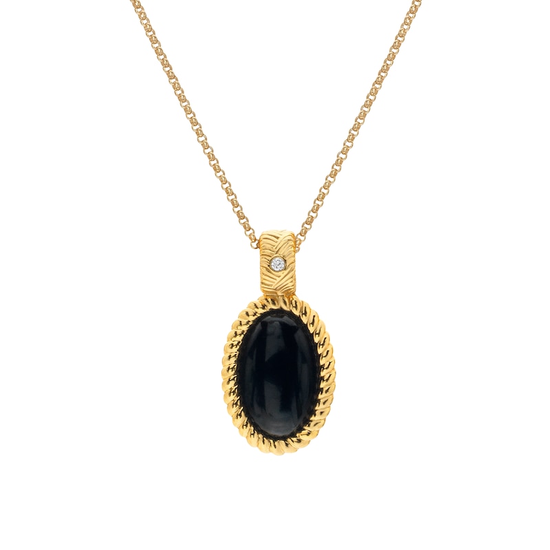 Main Image 1 of Hot Diamonds X Jac Jossa 18ct Gold Plated Oval Black Onyx Pendant Necklace