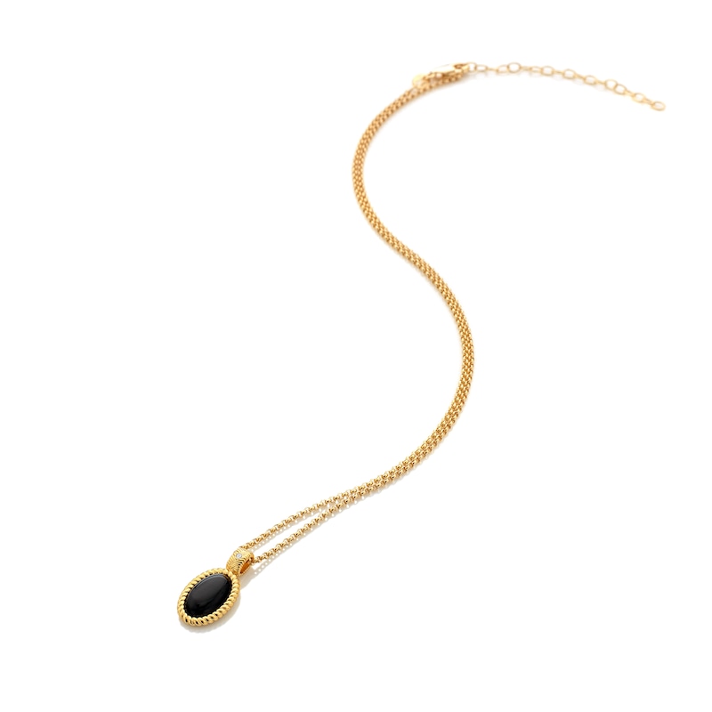 Hot Diamonds X Jac Jossa 18ct Gold Plated Oval Black Onyx Pendant Necklace