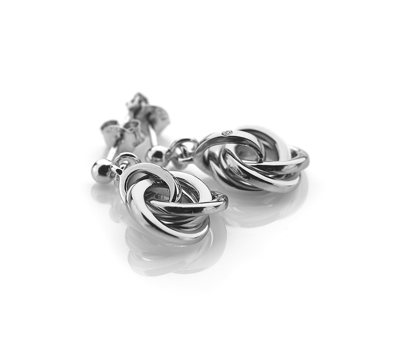 Main Image 2 of Hot Diamonds Sterling Silver Interlocking Hoop Stud Earrings