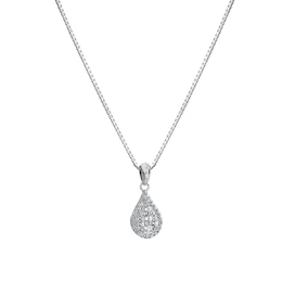 Hot Diamonds Sterling Silver White Topaz Pear Shaped Pendant Necklace