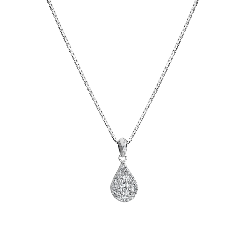 Main Image 1 of Hot Diamonds Sterling Silver White Topaz Pear Shaped Pendant Necklace