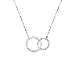 Hot Diamonds Sterling Silver White Topaz Interlocking Circle Pendant Necklace