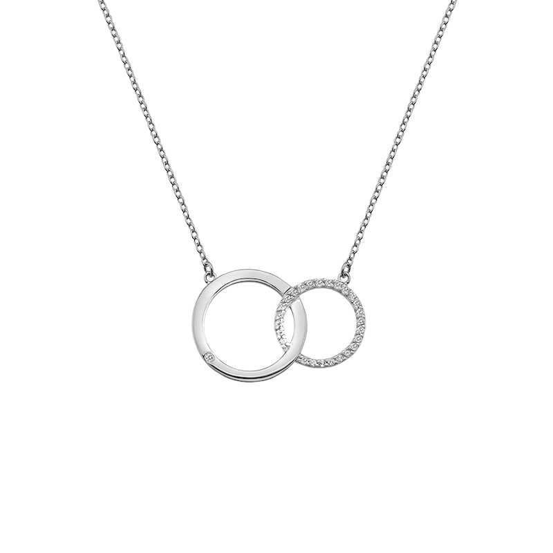 Hot Diamonds Sterling Silver White Topaz Interlocking Circle Pendant Necklace