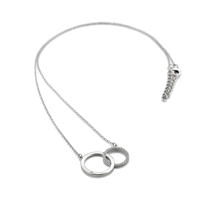 Hot Diamonds Sterling Silver White Topaz Interlocking Circle Pendant Necklace