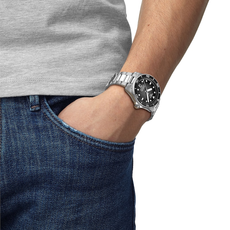 Main Image 4 of Tissot Seastar Men's 40mm Black Dial Stainless Steel Bracelet Watch
