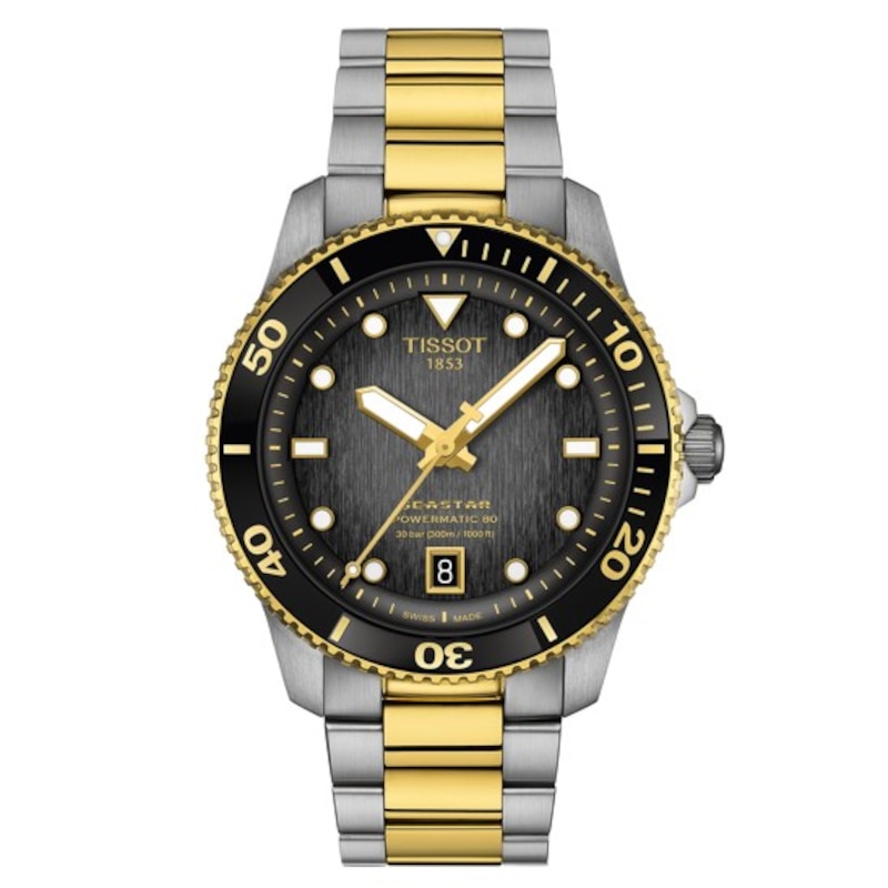 Tissot Seastar Men's 40mm Black Dial Two Tone Stainless Steel Bracelet Watch