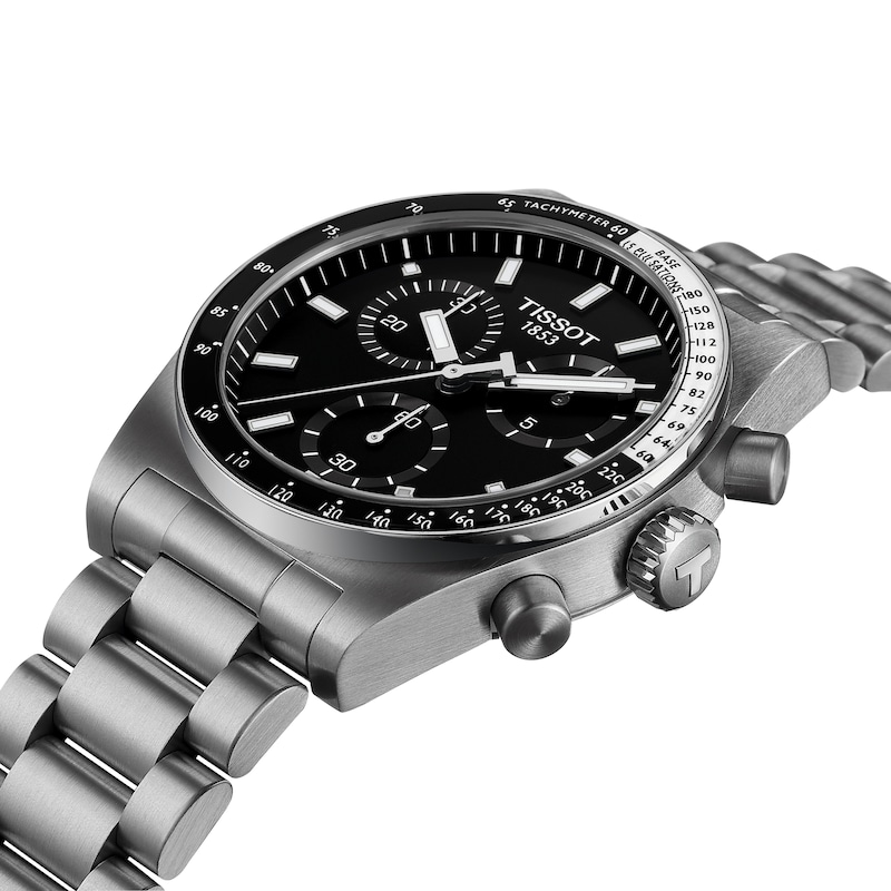 Tissot PR516 Men's Black Dial Stainless Steel Bracelet Watch