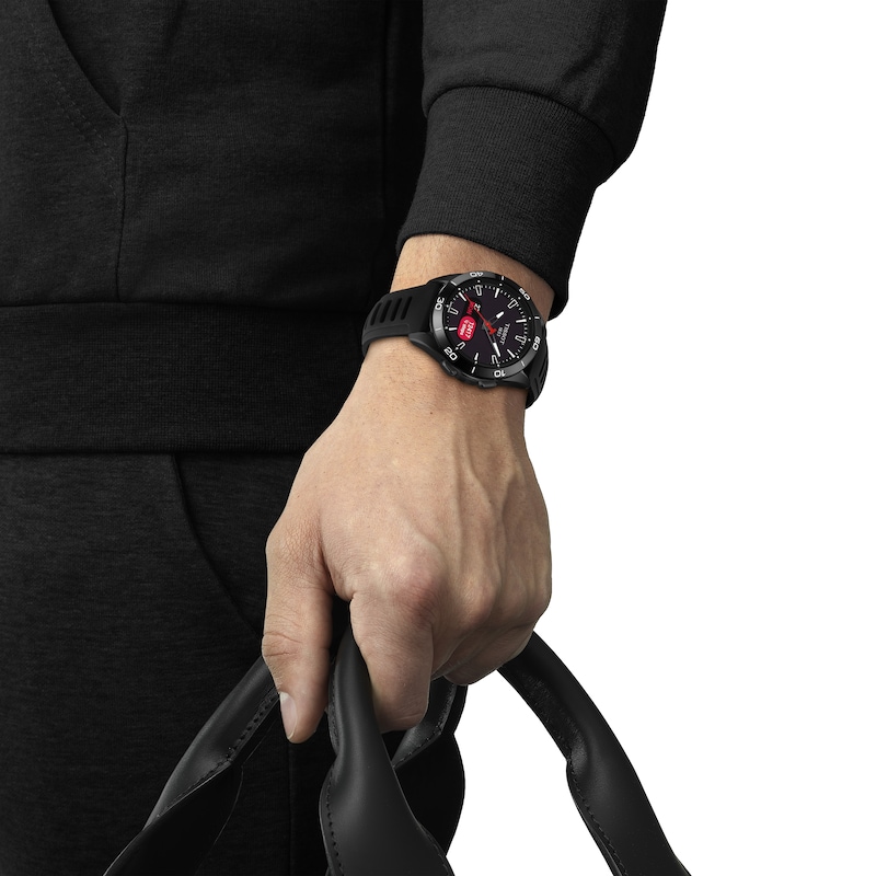 T-Touch Connect All Black Silicone Strap Digital Smart Watch