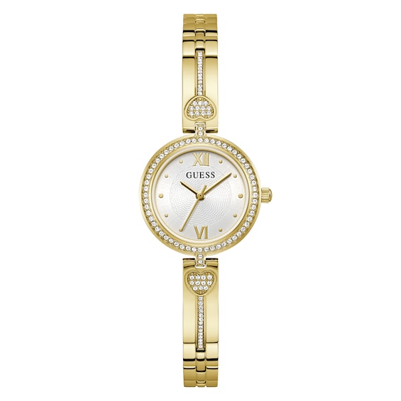 Guess Women's Gold Tone Stone Set Half Bangle Watch