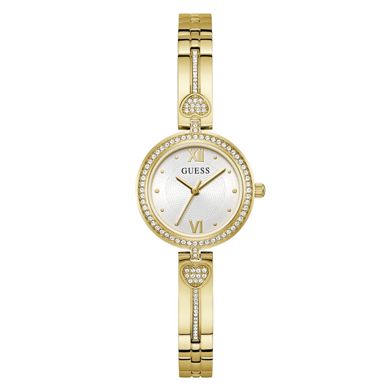 Guess Ladies' Gold Tone Stone Set Half Bangle Watch