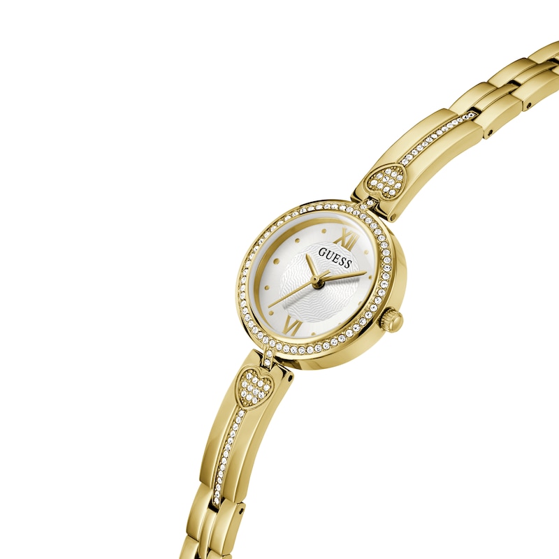 Guess Ladies' Gold Tone Stone Set Half Bangle Watch