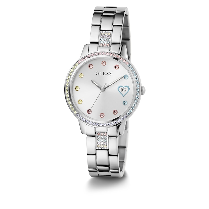 Main Image 5 of Guess Ladies' Multicoloured Stone Set Heart Detail Bracelet Watch