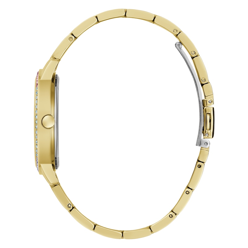 Main Image 2 of Guess Ladies' Multicoloured Stone Set Heart Detail Gold Tone Bracelet Watch