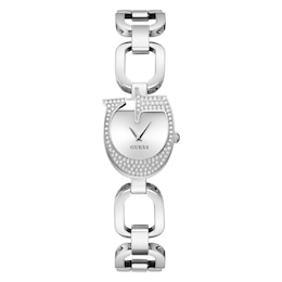 Guess Ladies' G Case Detail Silver Tone Link Bracelet Watch