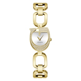 Guess Ladies' G Case Detail Gold Tone Link Bracelet Watch