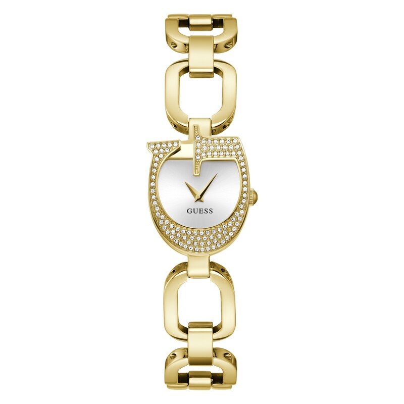 Guess Ladies' G Case Detail Gold Tone Link Bracelet Watch