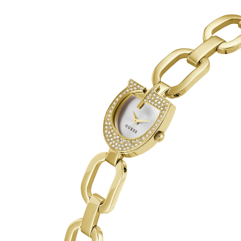 Guess Ladies' G Case Detail Gold Tone Link Bracelet Watch