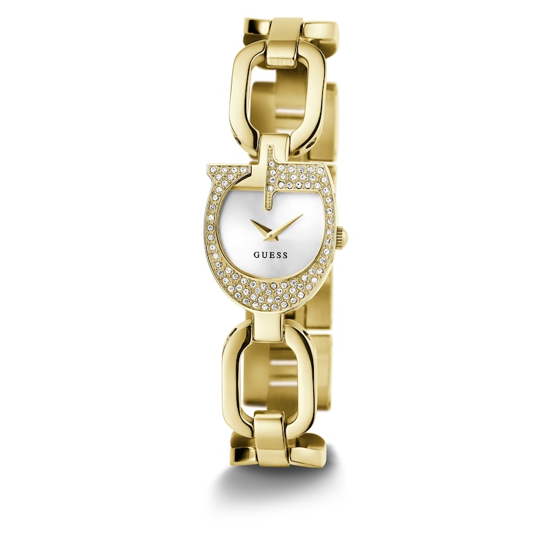 Guess Ladies' G Case Detail Gold Tone Link Bracelet Watch