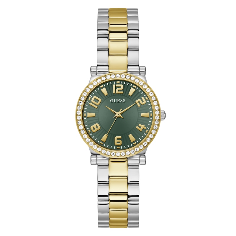Guess Ladies' Green Dial Two Tone Bracelet Watch
