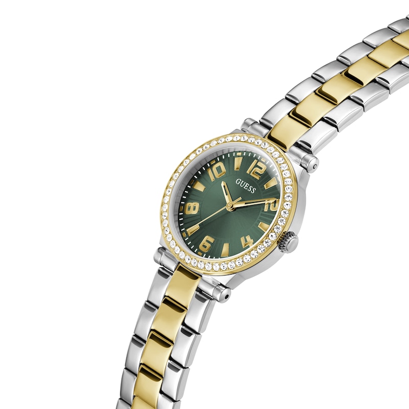 Guess Ladies' Green Dial Two Tone Bracelet Watch