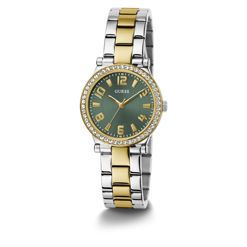 Guess Ladies' Green Dial Two Tone Bracelet Watch