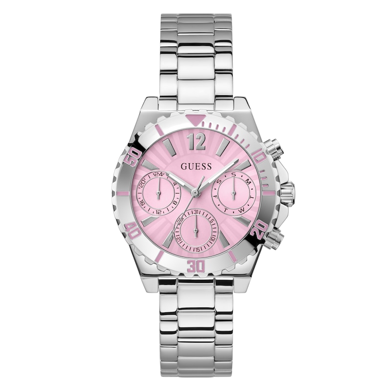 Guess Ladies' Pink Dial Stainless Steel Bracelet Watch