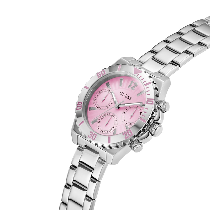 Guess Ladies' Pink Dial Stainless Steel Bracelet Watch