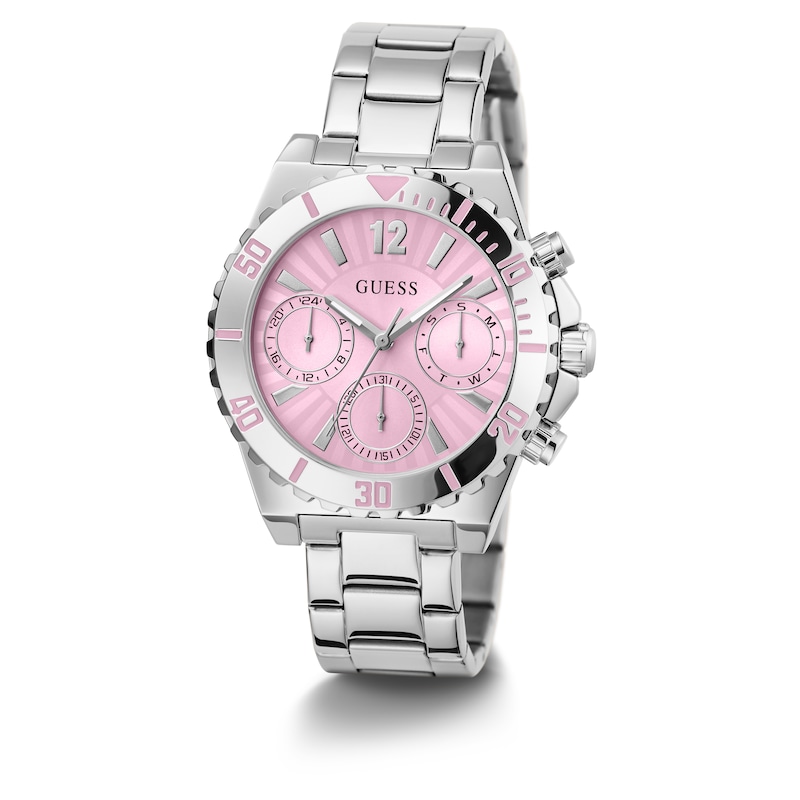 Guess Ladies' Pink Dial Stainless Steel Bracelet Watch