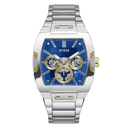 Guess Men's Blue Chronograph Dial Stainless Steel Bracelet Watch