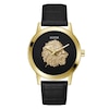 Thumbnail Image 0 of Guess Men's Gold Tone Logo Head Detail Black Leather Strap Watch