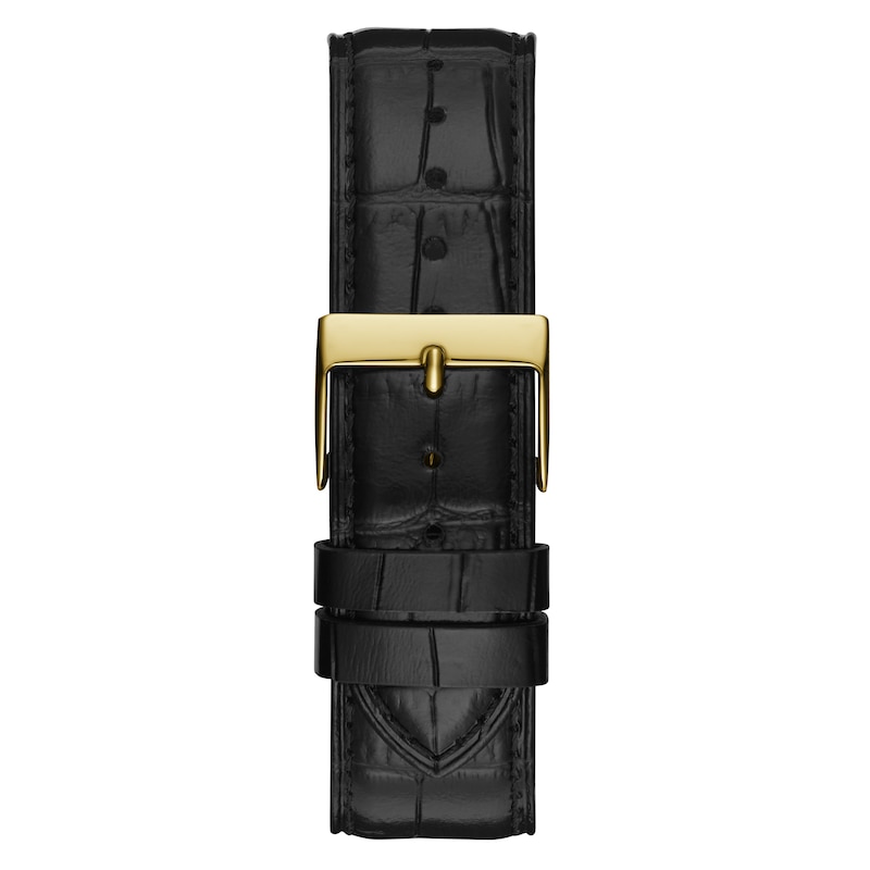 Main Image 3 of Guess Men's Gold Tone Logo Head Detail Black Leather Strap Watch