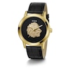 Thumbnail Image 5 of Guess Men's Gold Tone Logo Head Detail Black Leather Strap Watch
