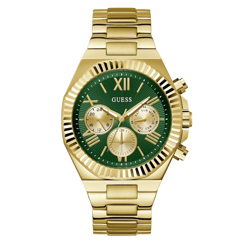 Main Image 1 of Guess Men's Green Chronograph Dial Gold Tone Bracelet Watch