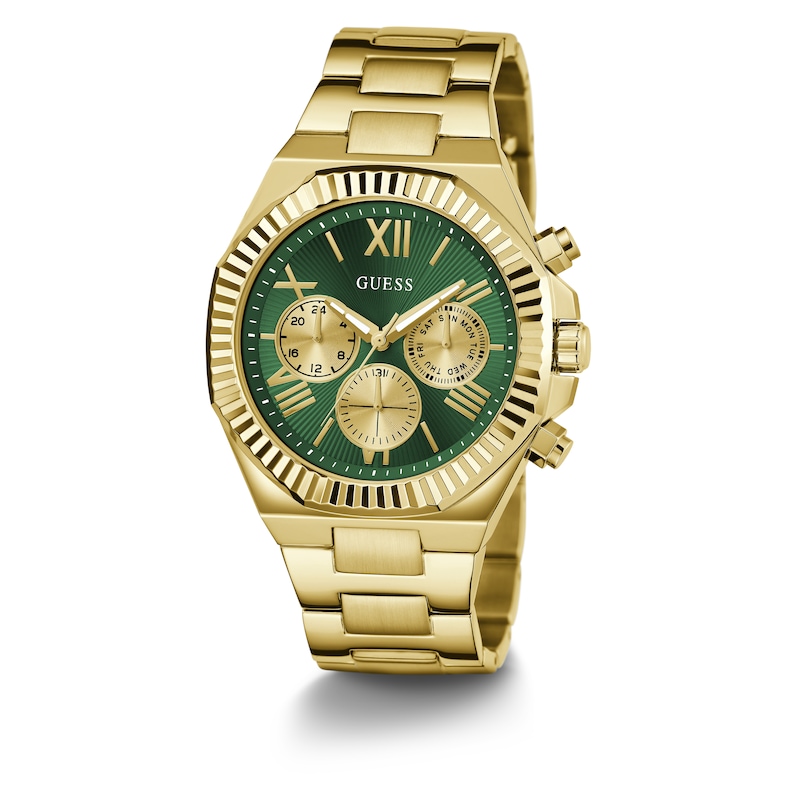 Main Image 5 of Guess Men's Green Chronograph Dial Gold Tone Bracelet Watch