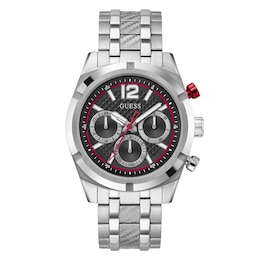 Guess Men's Red Accents Stainless Steel Bracelet Watch