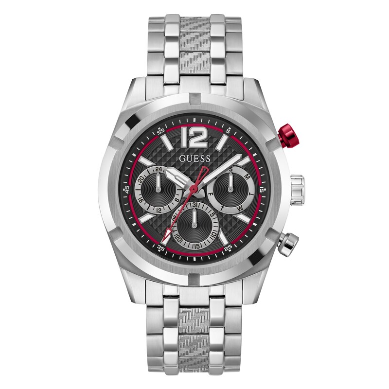 Main Image 1 of Guess Men's Red Accents Stainless Steel Bracelet Watch