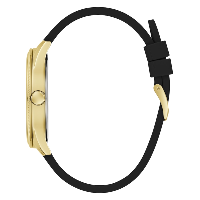 Main Image 2 of Guess Champagne Logo Dial Black Silicone Strap Watch