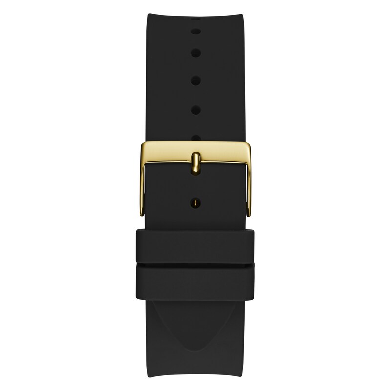 Guess Champagne Logo Dial Black Silicone Strap Watch