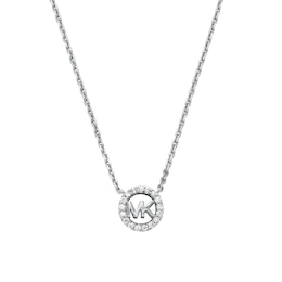 Michael Kors Kors Ladies' Sterling Silver Rhodium Plated Logo Pendant Necklace