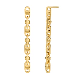Michael Kors Ladies' Astor Link 14ct Gold Plated Chain Drop Stud Earrings