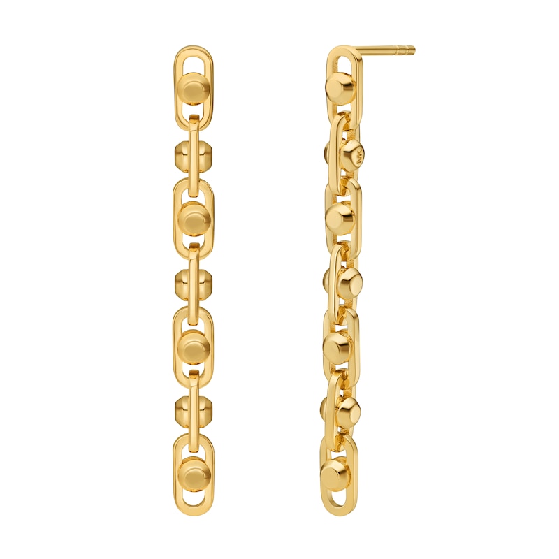 Michael Kors Ladies' Astor Link 14ct Gold Plated Chain Drop Stud Earrings