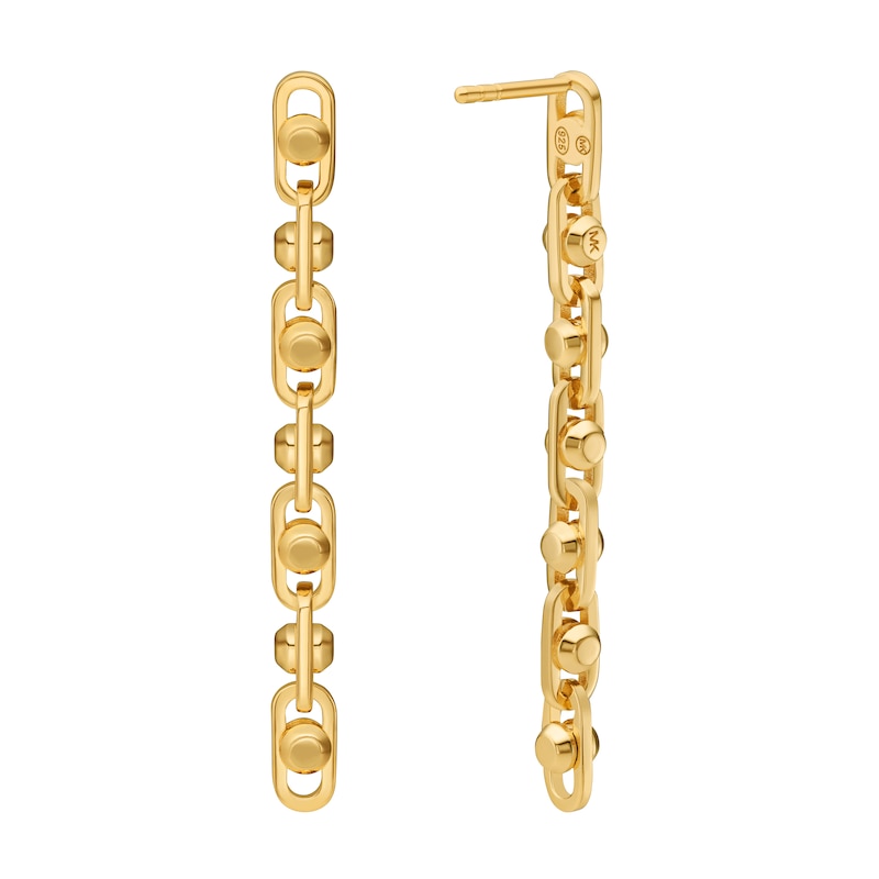 Michael Kors Ladies' Astor Link 14ct Gold Plated Chain Drop Stud Earrings